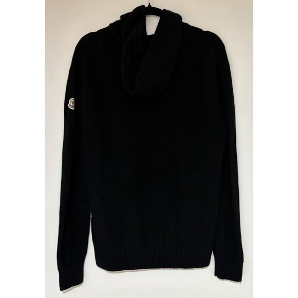 Moncler Men’s Black Hooded Knit Wool Cashmere Blend Long Sleeve Sweater Size Med - Picture 3 of 15